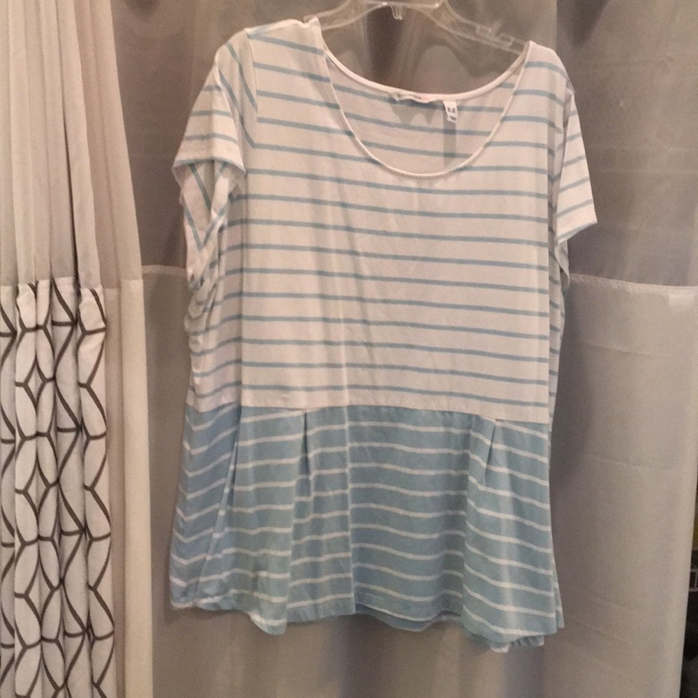 Isaac Mizrahi short sleeve peplum plus size top